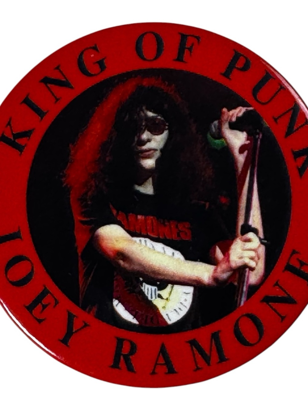 Unk Red and Black Joey Ramone 'King of Punk' Button